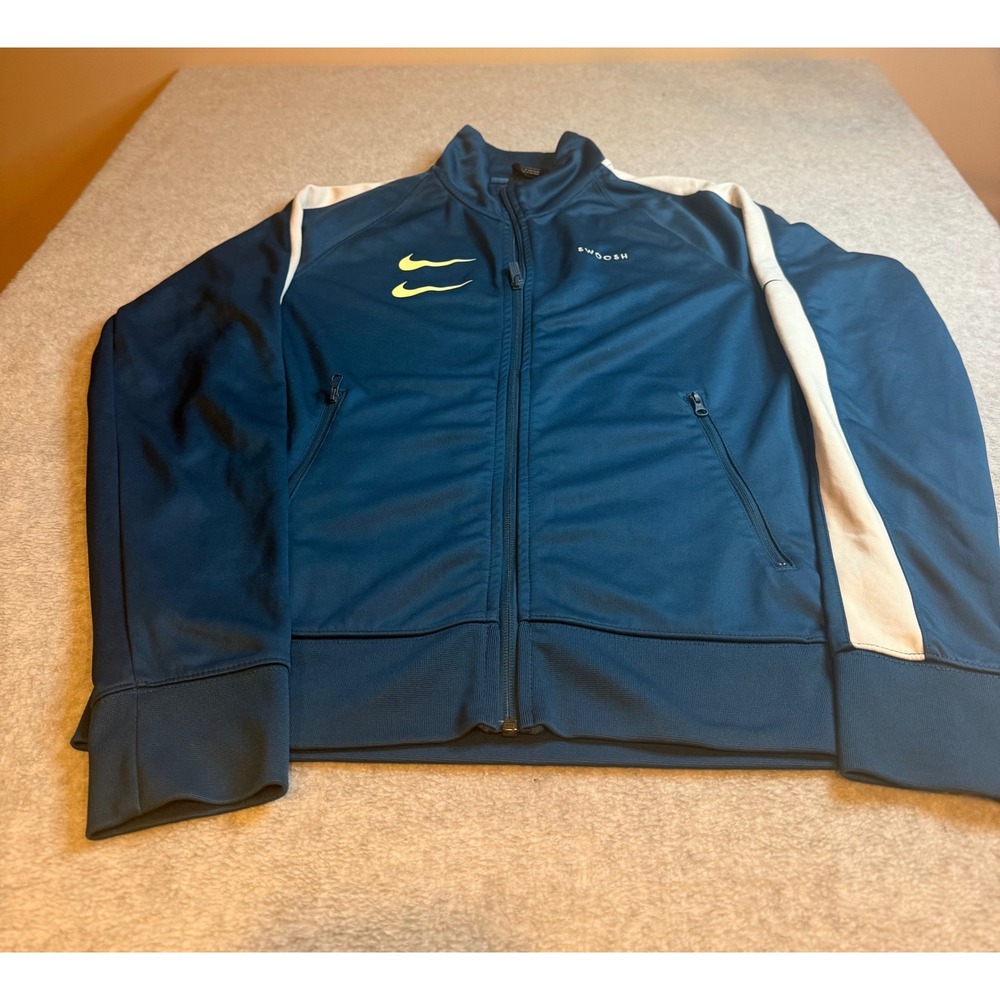 Nike Sportswear Mens Track Jacket Teal Blue Double Swoosh Full Zip MCMLXXII